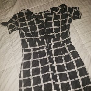 Plaid zip up mini dress